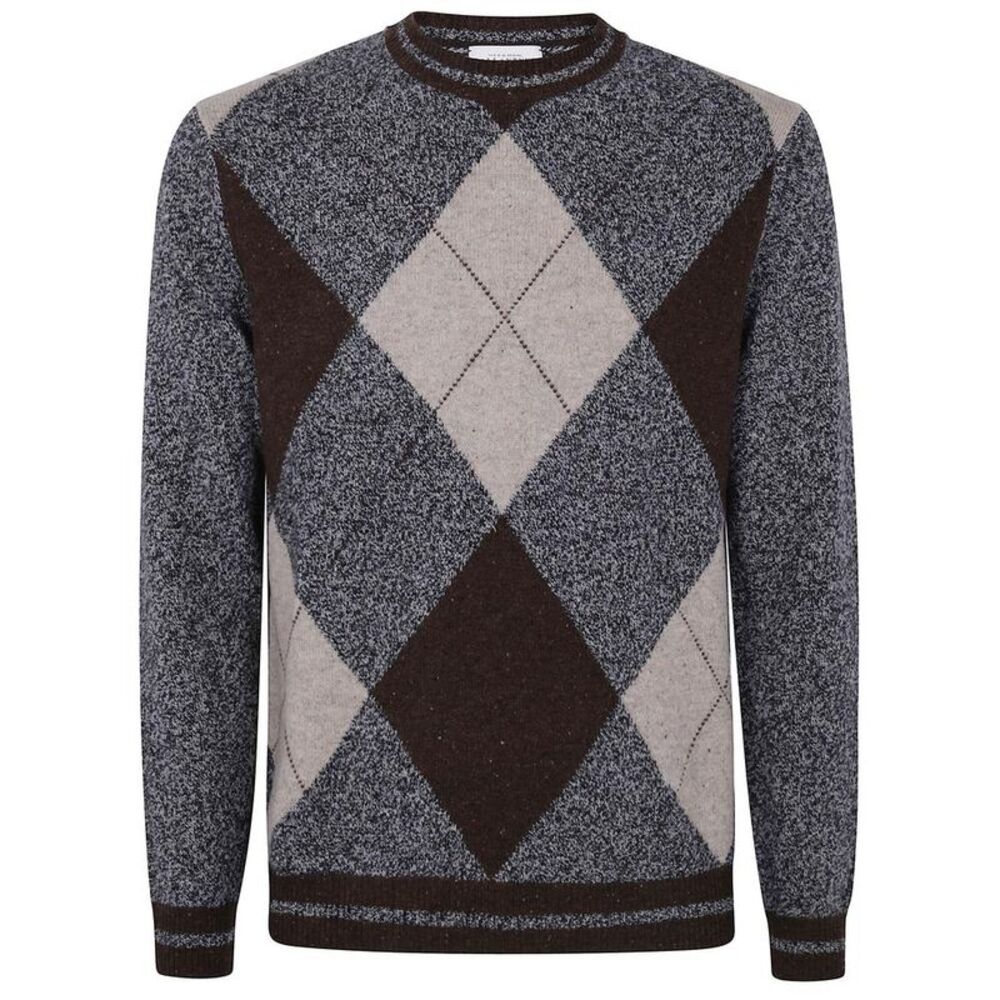BALLANTYNE Men's Argyle Pattern Crew Neck Sweater Men BROWN Sweaters & Cardigans
